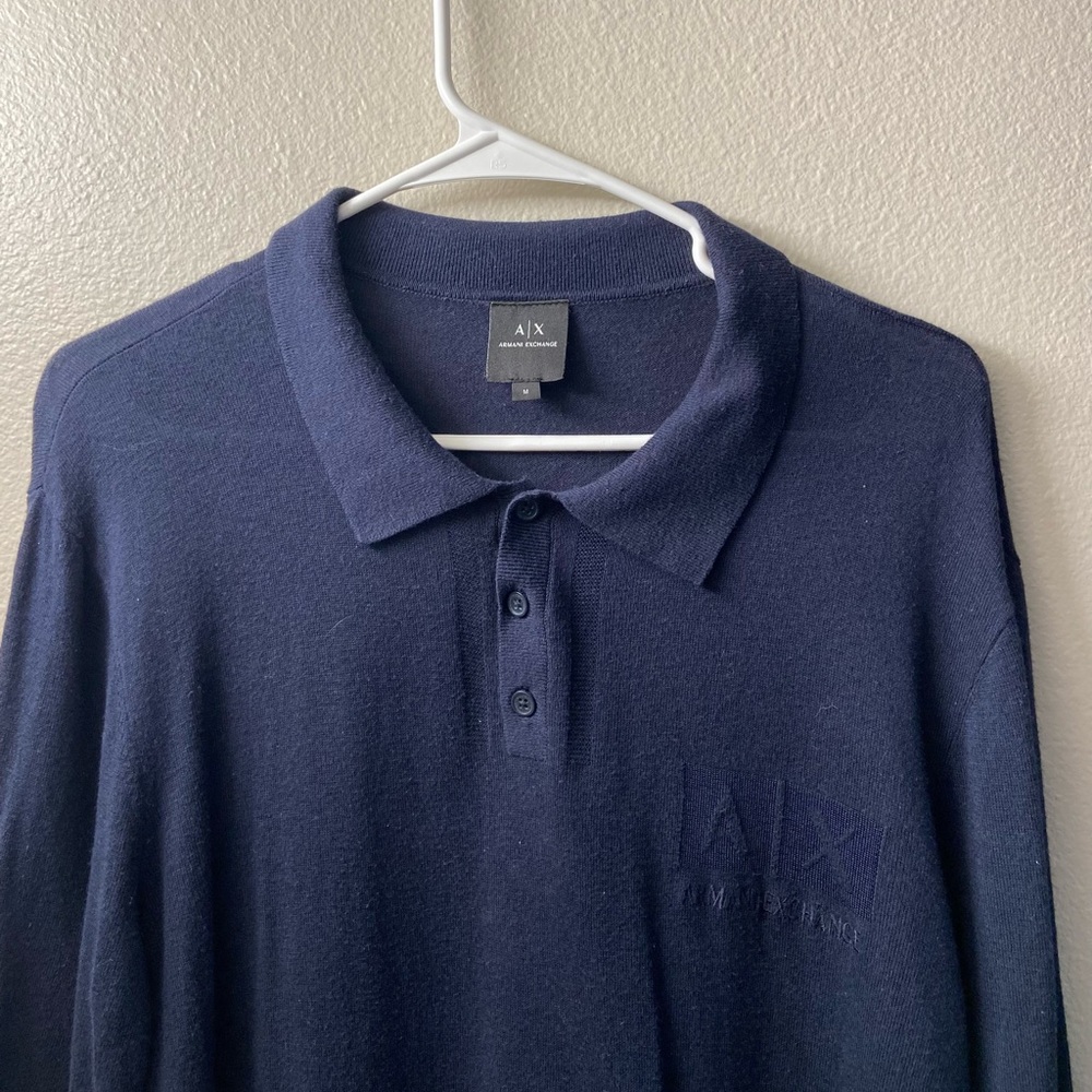 Armani Exhange long sleeve polo dark blue